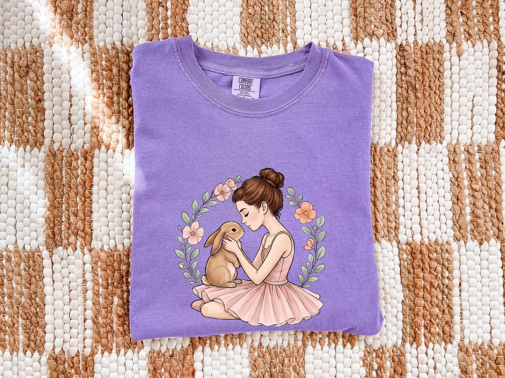 Ballerina & Bunny Shirt – Floral Ballet Dancer Tee