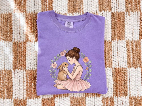 Ballerina & Bunny Shirt – Floral Ballet Dancer Tee