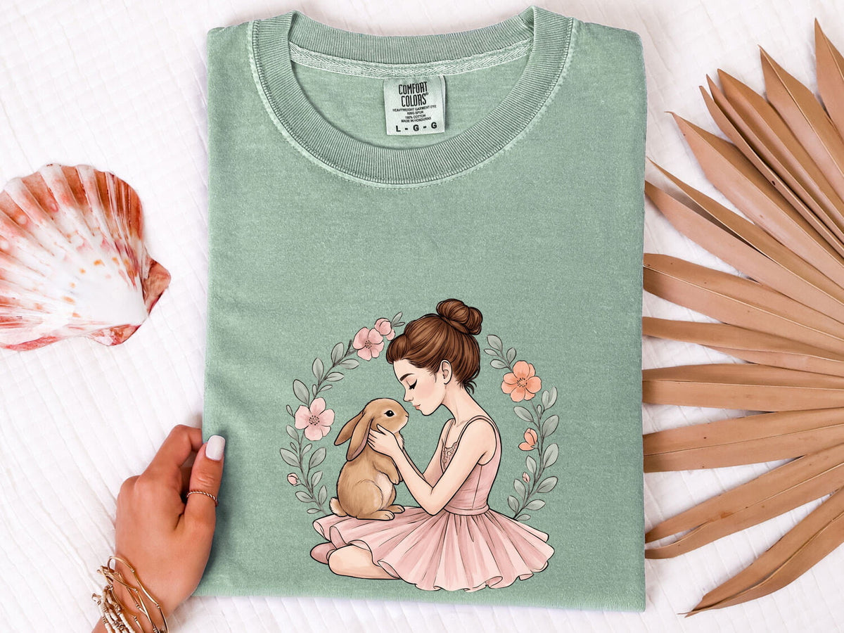Ballerina & Bunny Shirt – Floral Ballet Dancer Tee