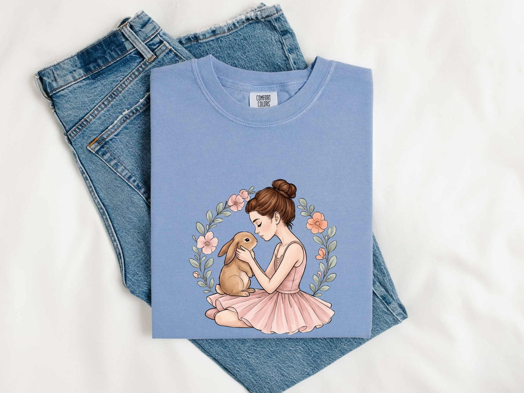Ballerina & Bunny Shirt – Floral Ballet Dancer Tee