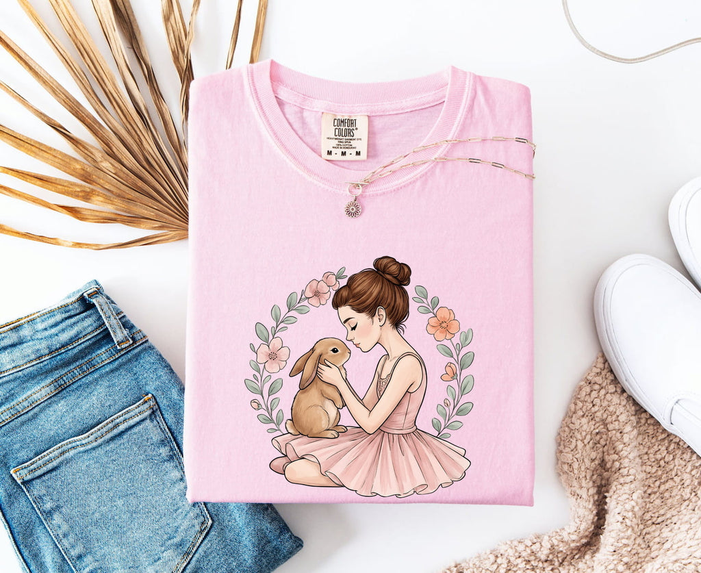 Ballerina & Bunny Shirt – Floral Ballet Dancer Tee
