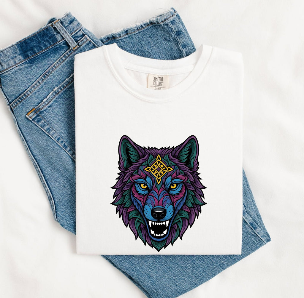 Colorful Geometric Wolf Shirt – Wildlife Graphic Tee