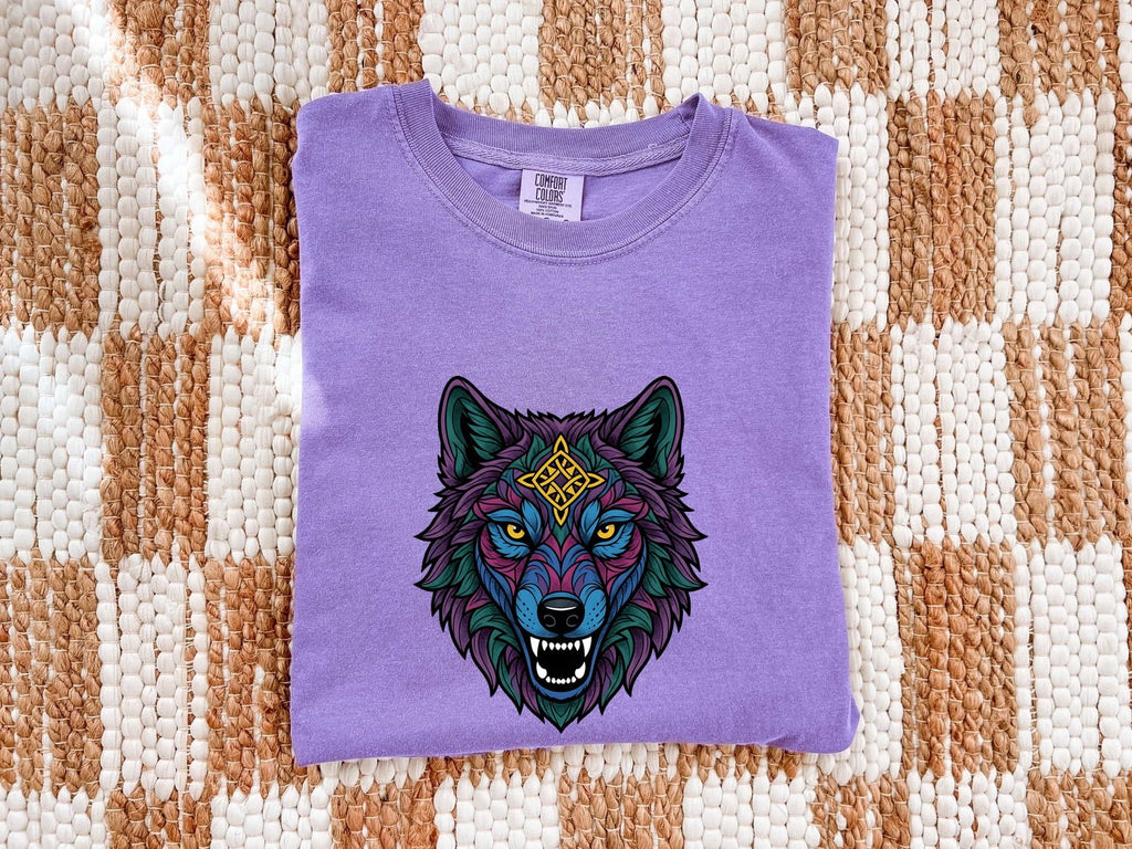 Colorful Geometric Wolf Shirt – Wildlife Graphic Tee