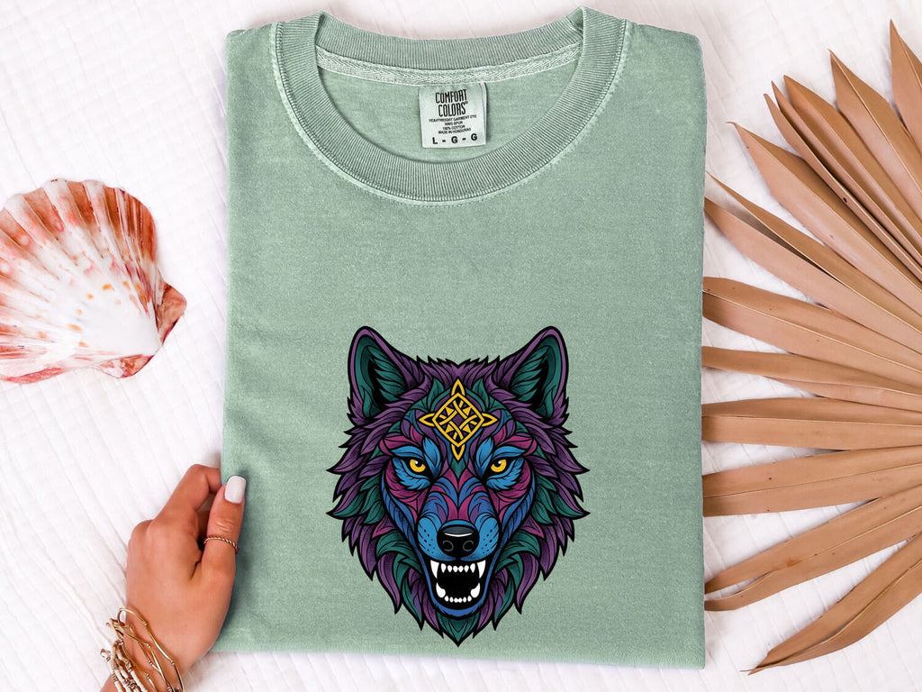 Colorful Geometric Wolf Shirt – Wildlife Graphic Tee