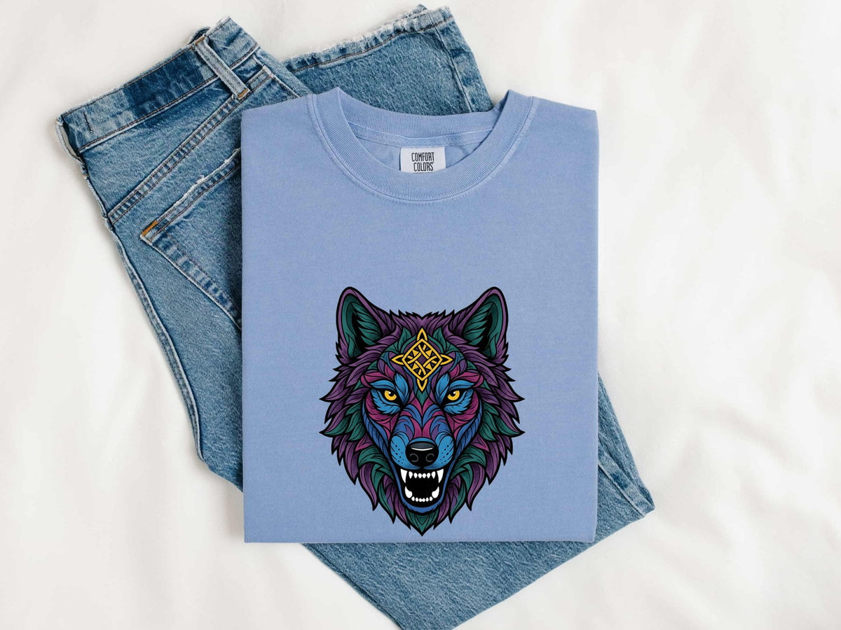 Colorful Geometric Wolf Shirt – Wildlife Graphic Tee