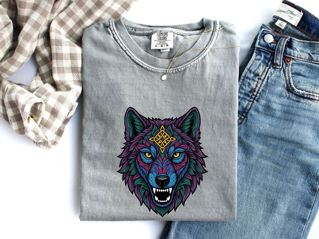 Colorful Geometric Wolf Shirt – Wildlife Graphic Tee
