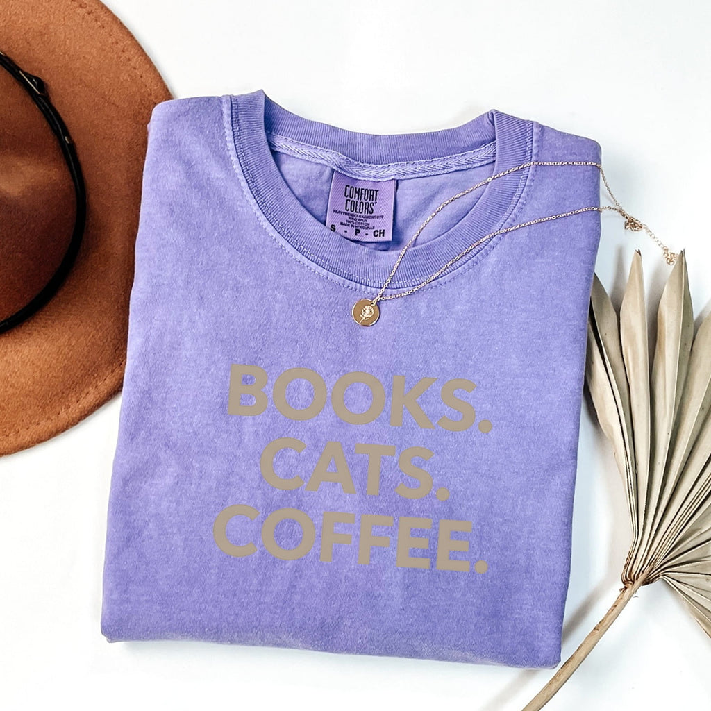 Books Cats Coffee Shirt – Book Lover Cat Lover Tee