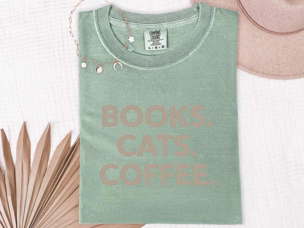 Books Cats Coffee Shirt – Book Lover Cat Lover Tee