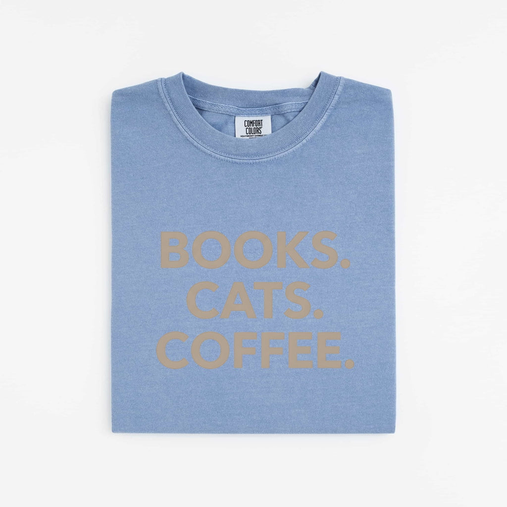 Books Cats Coffee Shirt – Book Lover Cat Lover Tee