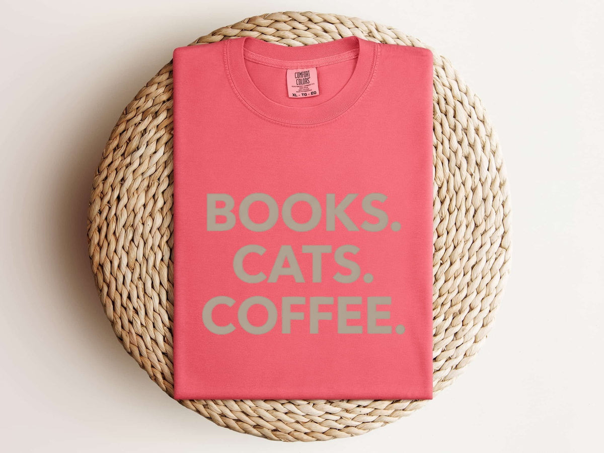 Books Cats Coffee Shirt – Book Lover Cat Lover Tee