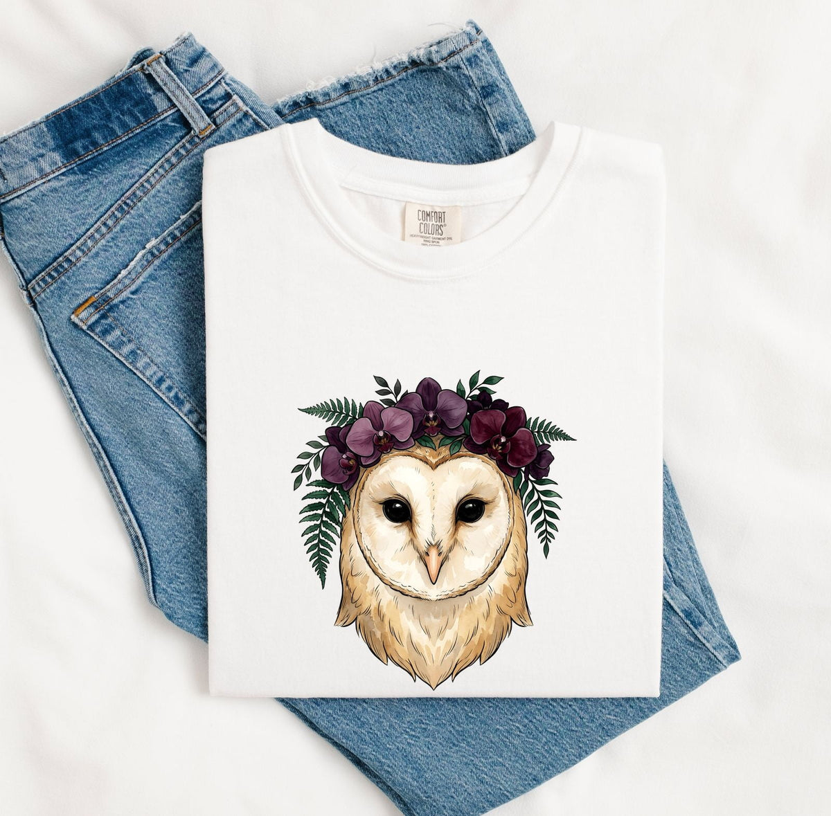 Floral Barn Owl Shirt – Botanical Owl Graphic Tee
