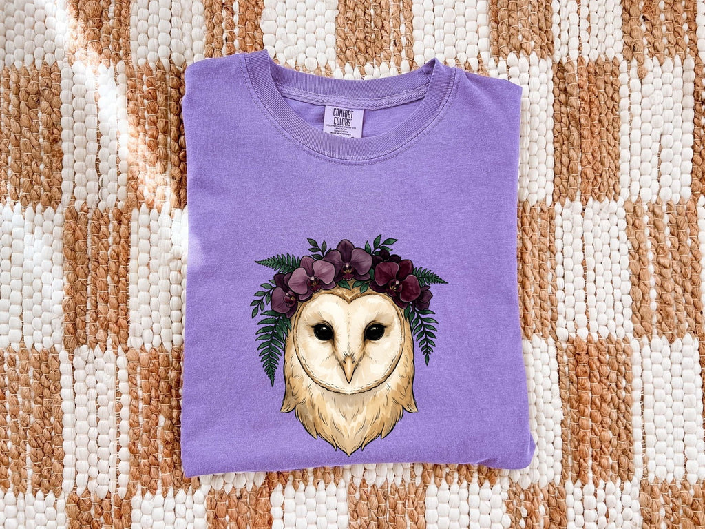 Floral Barn Owl Shirt – Botanical Owl Graphic Tee