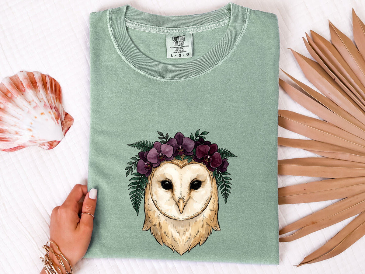Floral Barn Owl Shirt – Botanical Owl Graphic Tee
