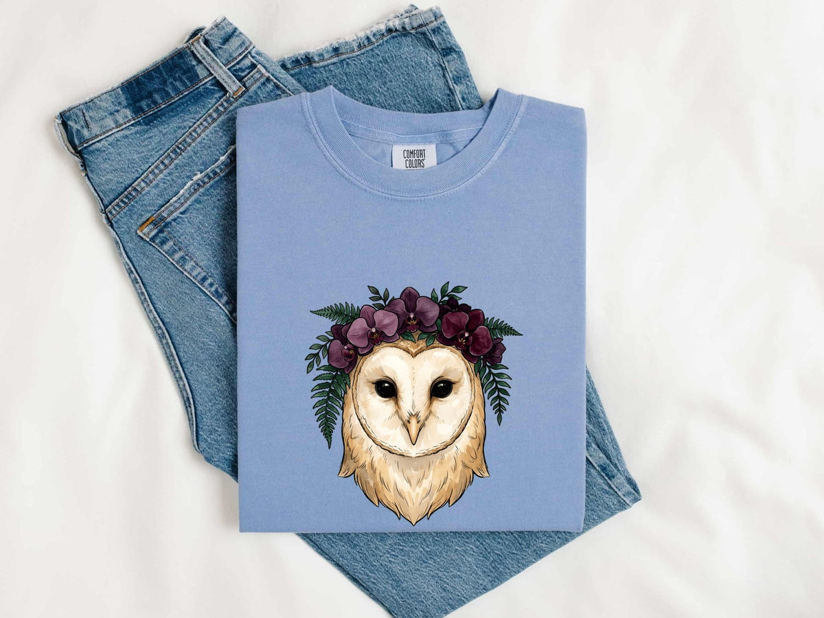 Floral Barn Owl Shirt – Botanical Owl Graphic Tee