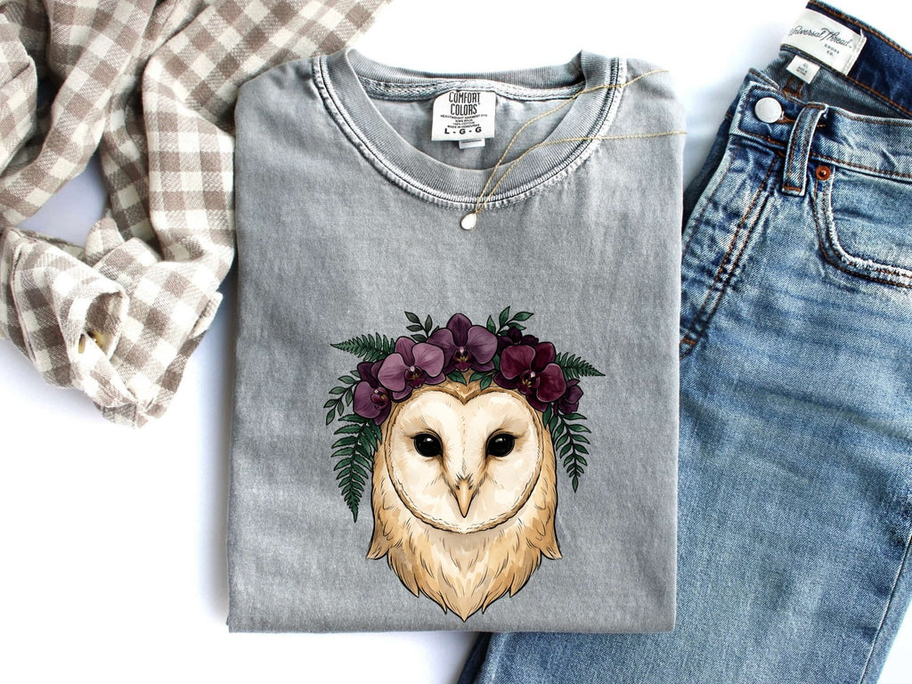 Floral Barn Owl Shirt – Botanical Owl Graphic Tee