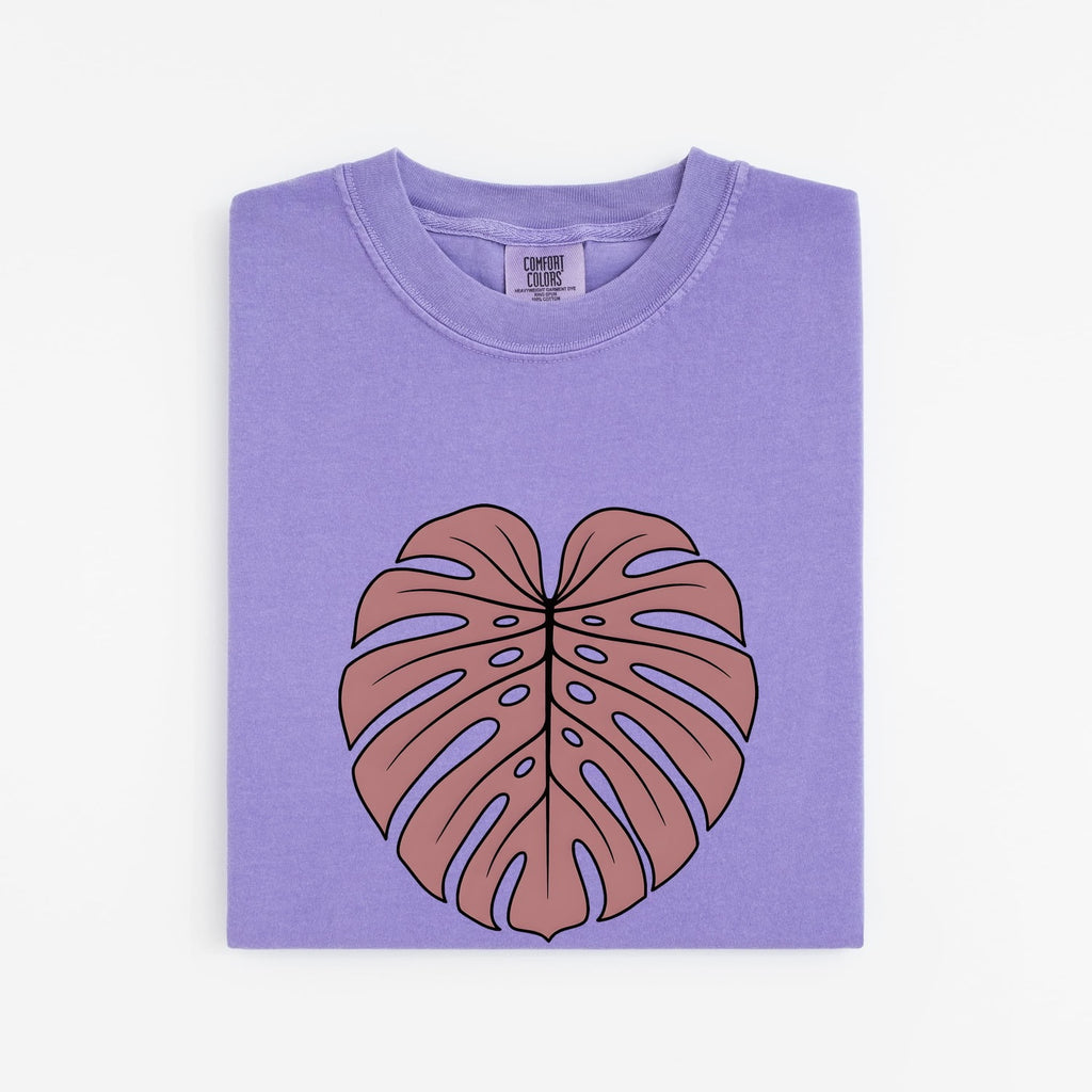 Pink Monstera Leaf Shirt – Botanical Plant Graphic Tee