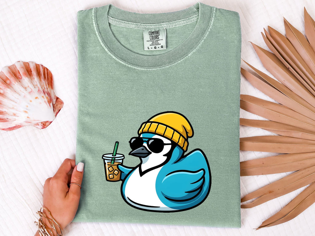 Cool Bird Coffee Shirt – Funny Sunglasses Bird Graphic Tee