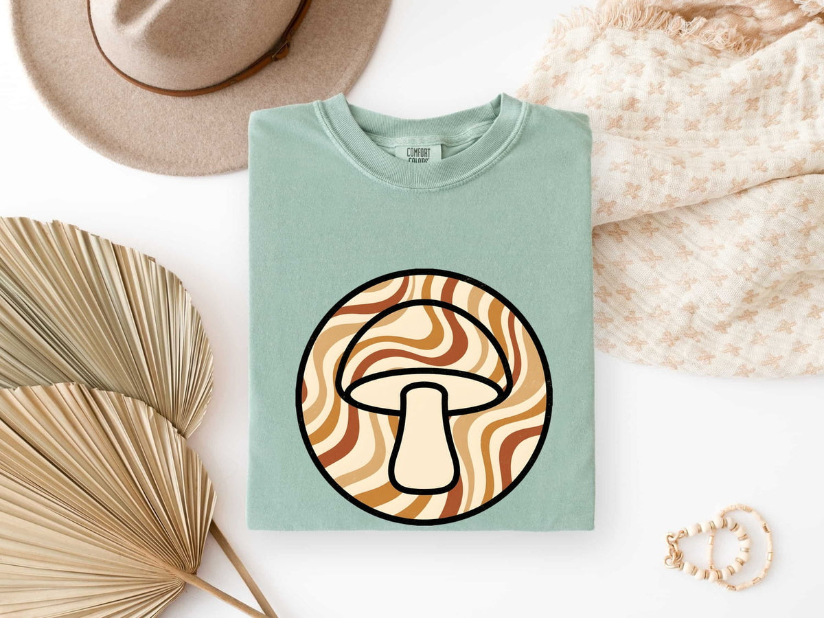 Retro Groovy Mushroom Shirt – 70s Fungi Graphic Tee