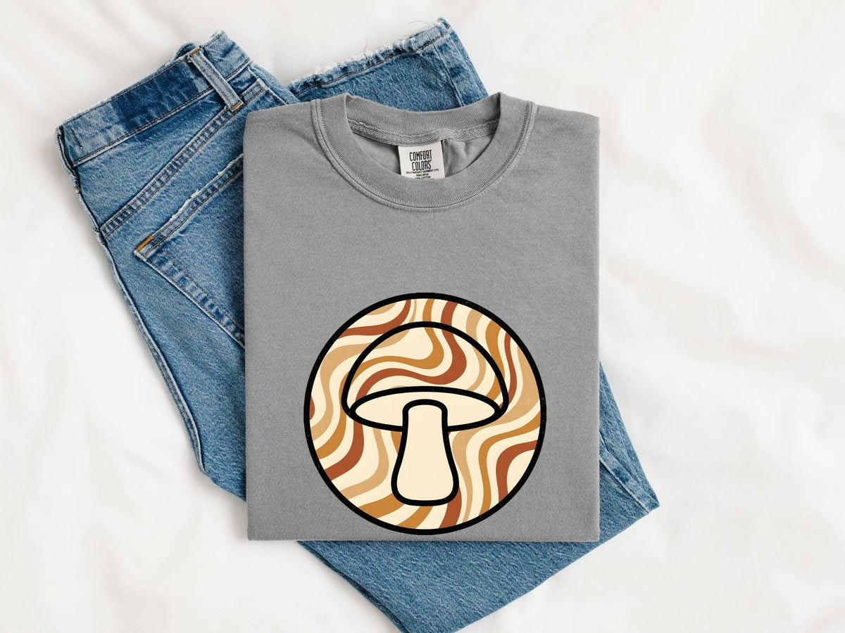 Retro Groovy Mushroom Shirt – 70s Fungi Graphic Tee