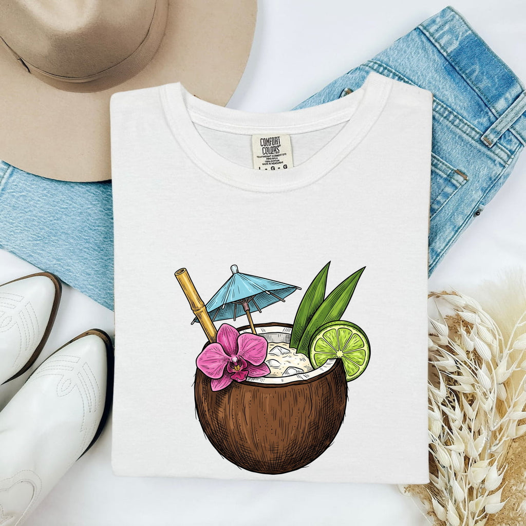 Tropical Coconut Drink T-Shirt – Island Vacation Tee