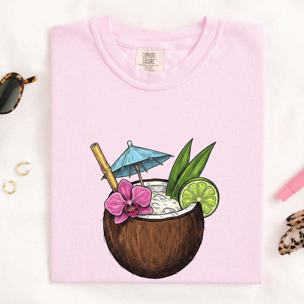 Tropical Coconut Drink T-Shirt – Island Vacation Tee