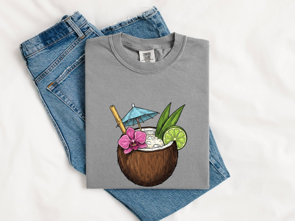 Tropical Coconut Drink T-Shirt – Island Vacation Tee