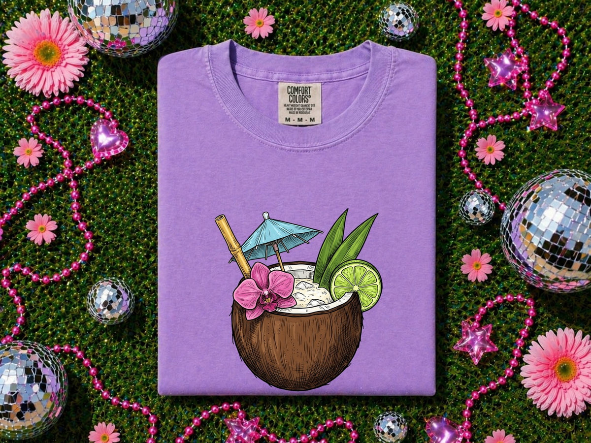 Tropical Coconut Drink T-Shirt – Island Vacation Tee
