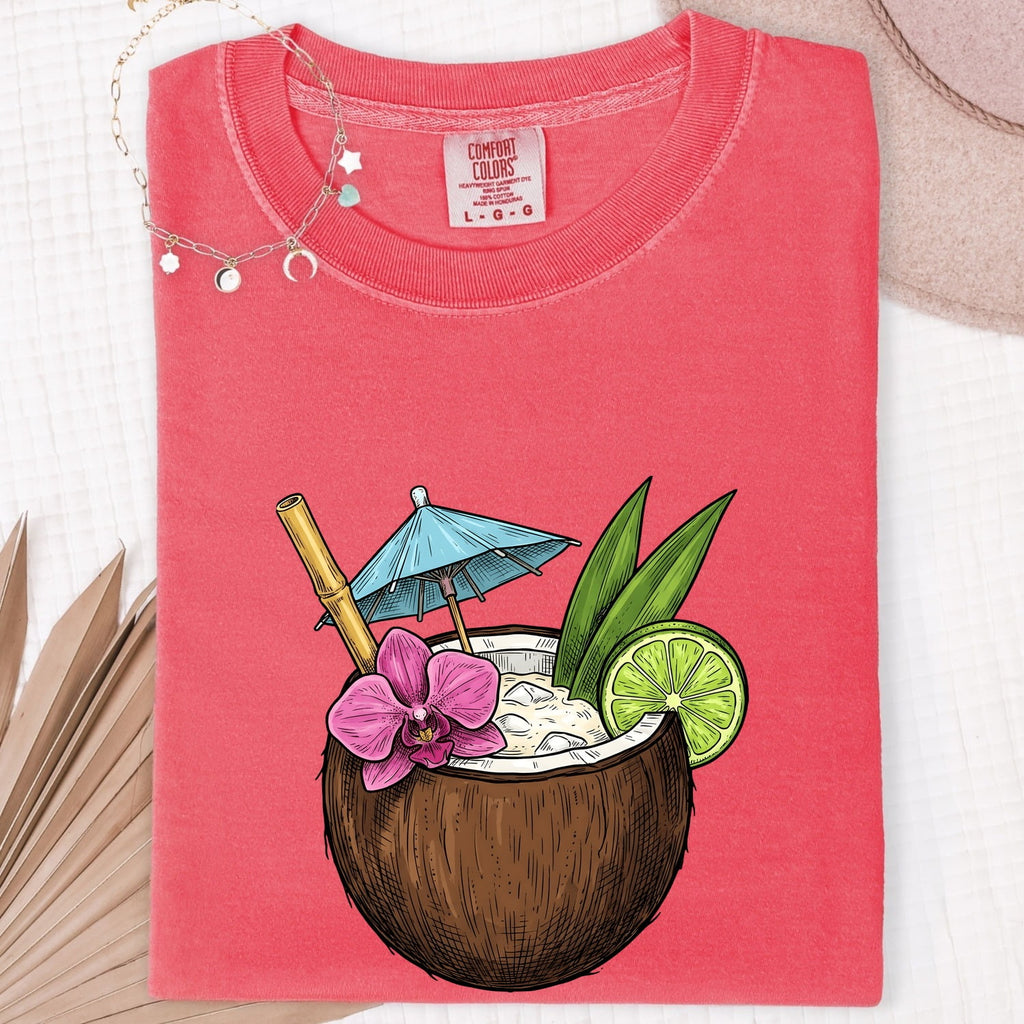 Tropical Coconut Drink T-Shirt – Island Vacation Tee