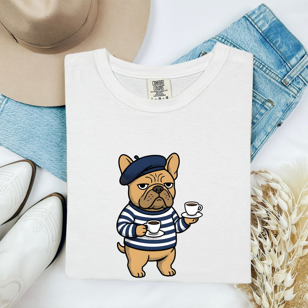 French Bulldog Coffee T-Shirt – Parisian Frenchie Tee