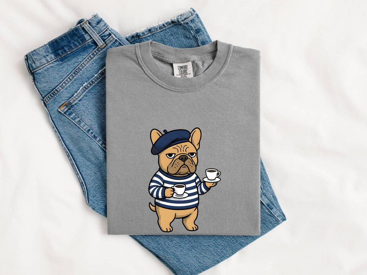 French Bulldog Coffee T-Shirt – Parisian Frenchie Tee