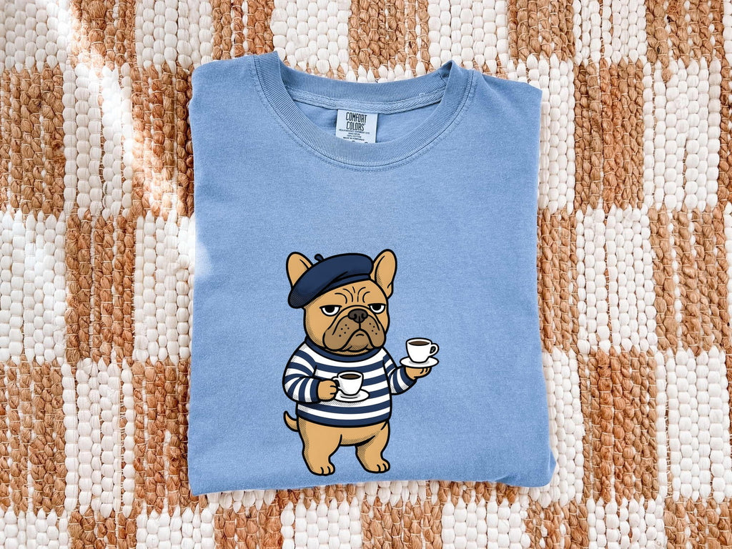 French Bulldog Coffee T-Shirt – Parisian Frenchie Tee
