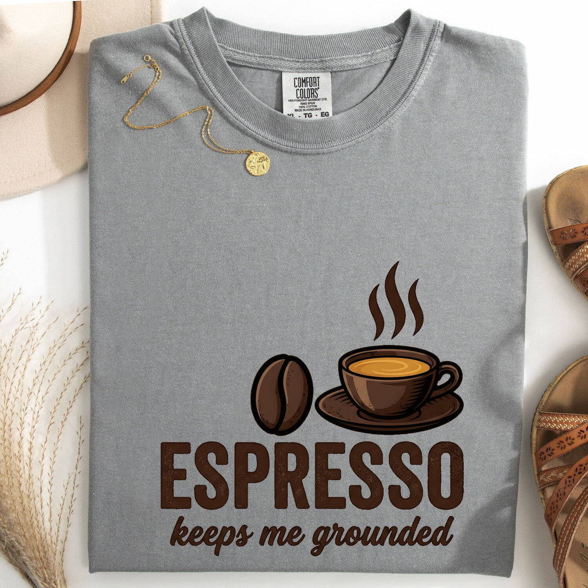 Espresso Keeps Me Grounded T-Shirt – Funny Coffee Lover Tee