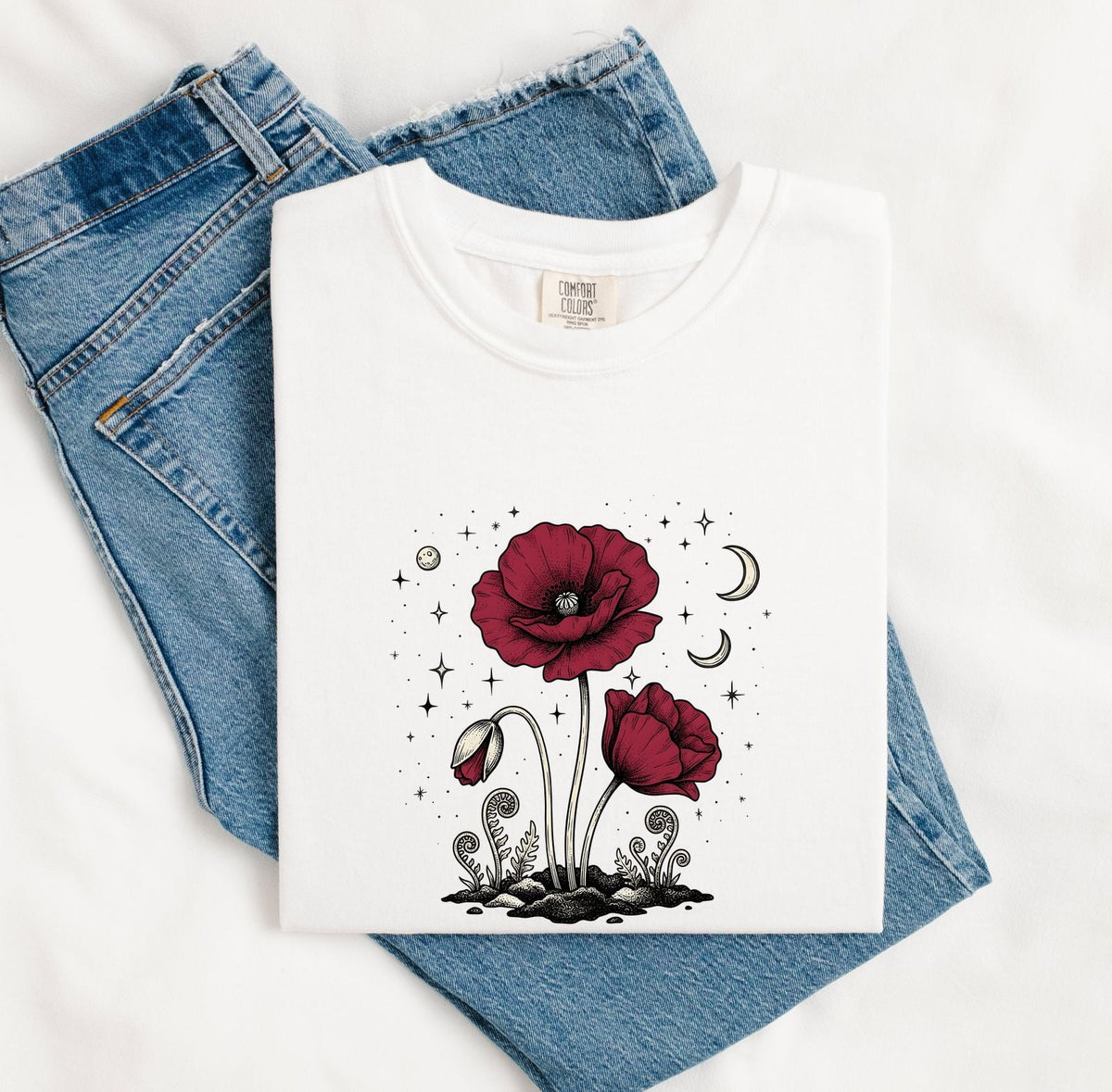 Celestial Poppy Flower T-Shirt – Cottagecore Botanical Tee