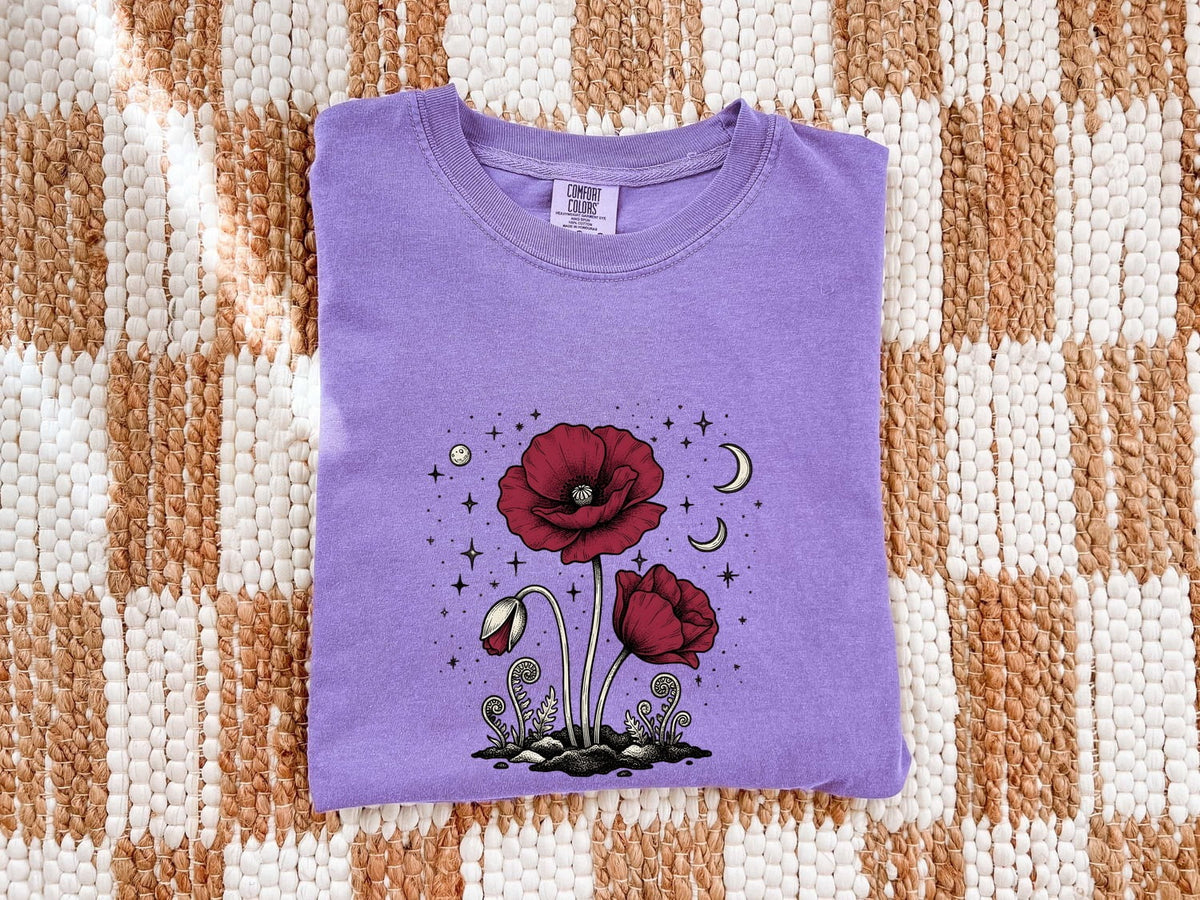 Celestial Poppy Flower T-Shirt – Cottagecore Botanical Tee