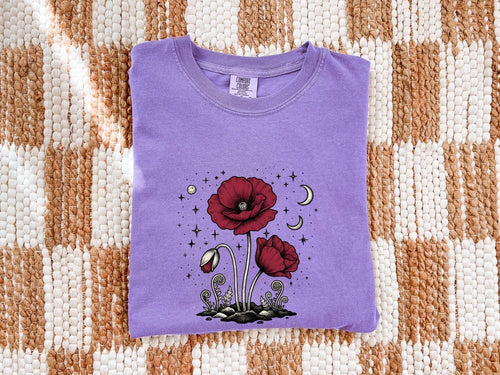 Celestial Poppy Flower T-Shirt – Cottagecore Botanical Tee