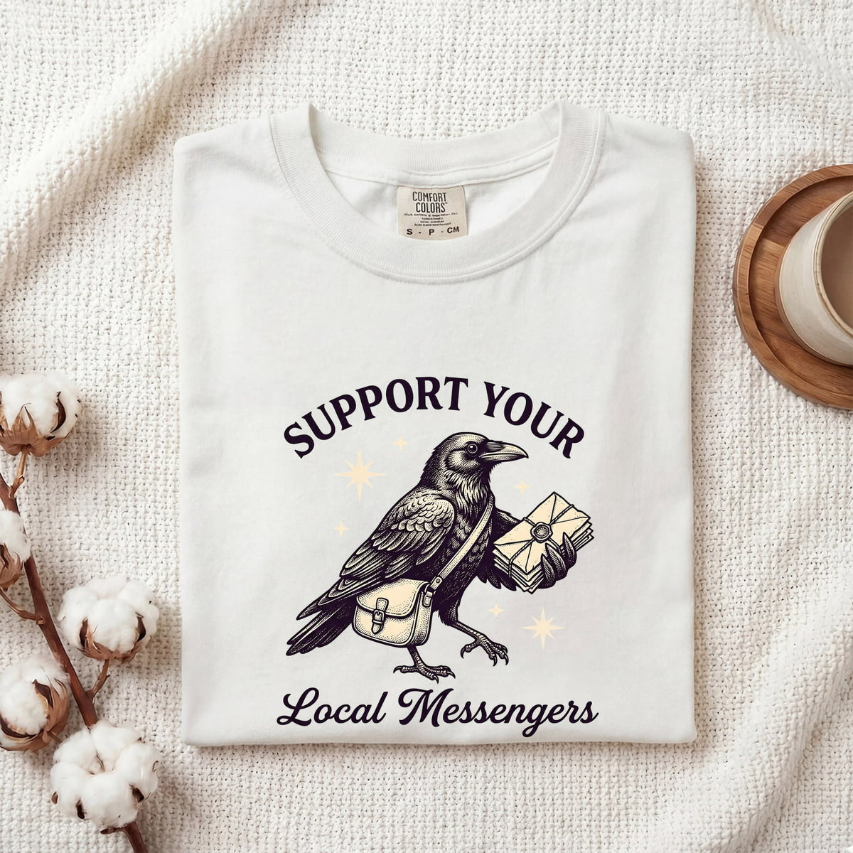 Support Your Local Messengers Raven T-Shirt – Gothic Postal Bird Tee