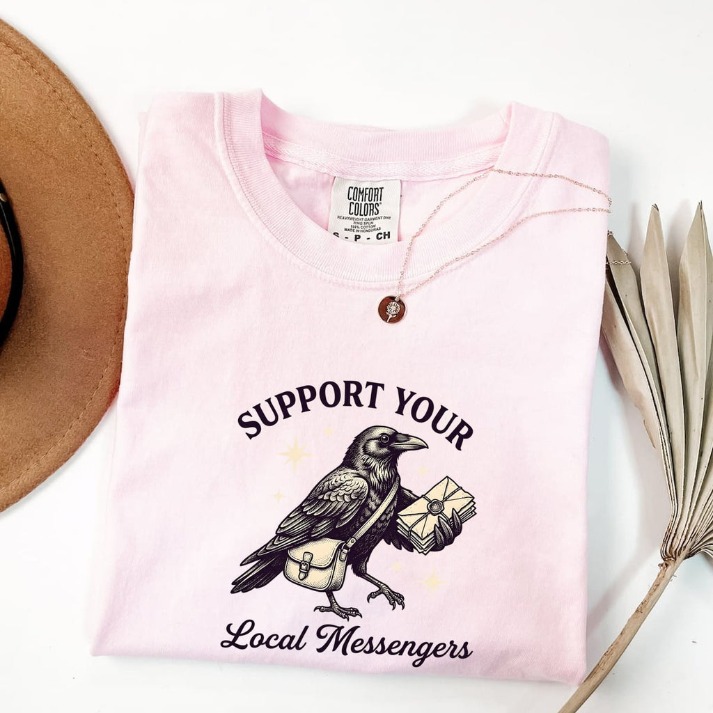 Support Your Local Messengers Raven T-Shirt – Gothic Postal Bird Tee