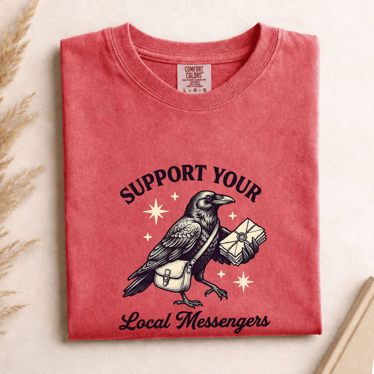 Support Your Local Messengers Raven T-Shirt – Gothic Postal Bird Tee