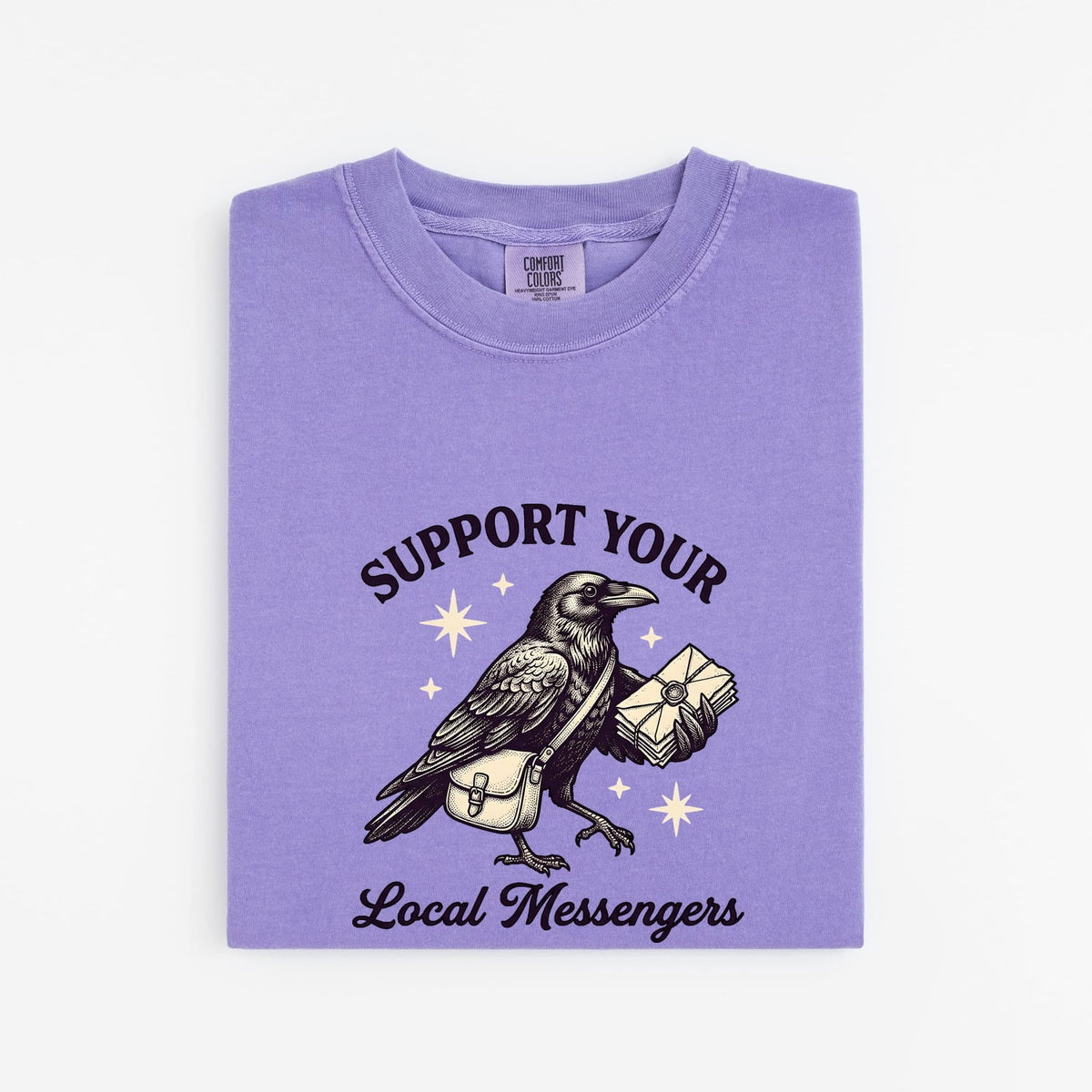 Support Your Local Messengers Raven T-Shirt – Gothic Postal Bird Tee