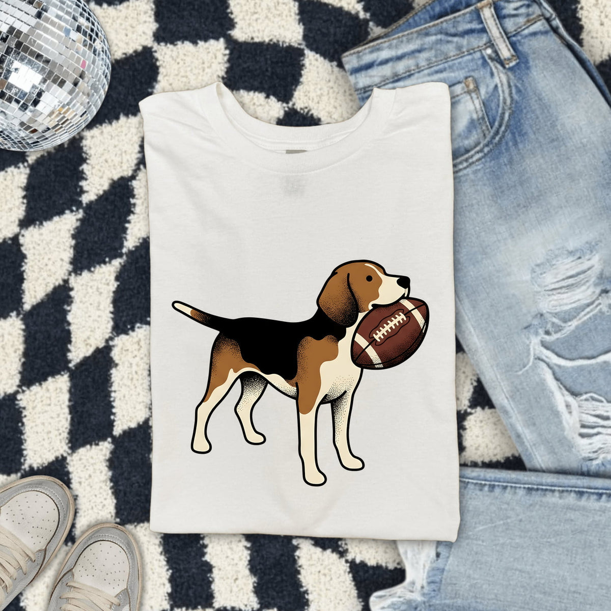 Beagle Football T-Shirt – Cute Game Day Dog Lover Tee