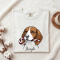 Beagle Hound Shirt Dog Christmas Gifts Women Cartoon Tee Hound Dog T-Shirt Dog Fan Cartoonish Tshirt Holiday Graphic Sketch Striped Candy