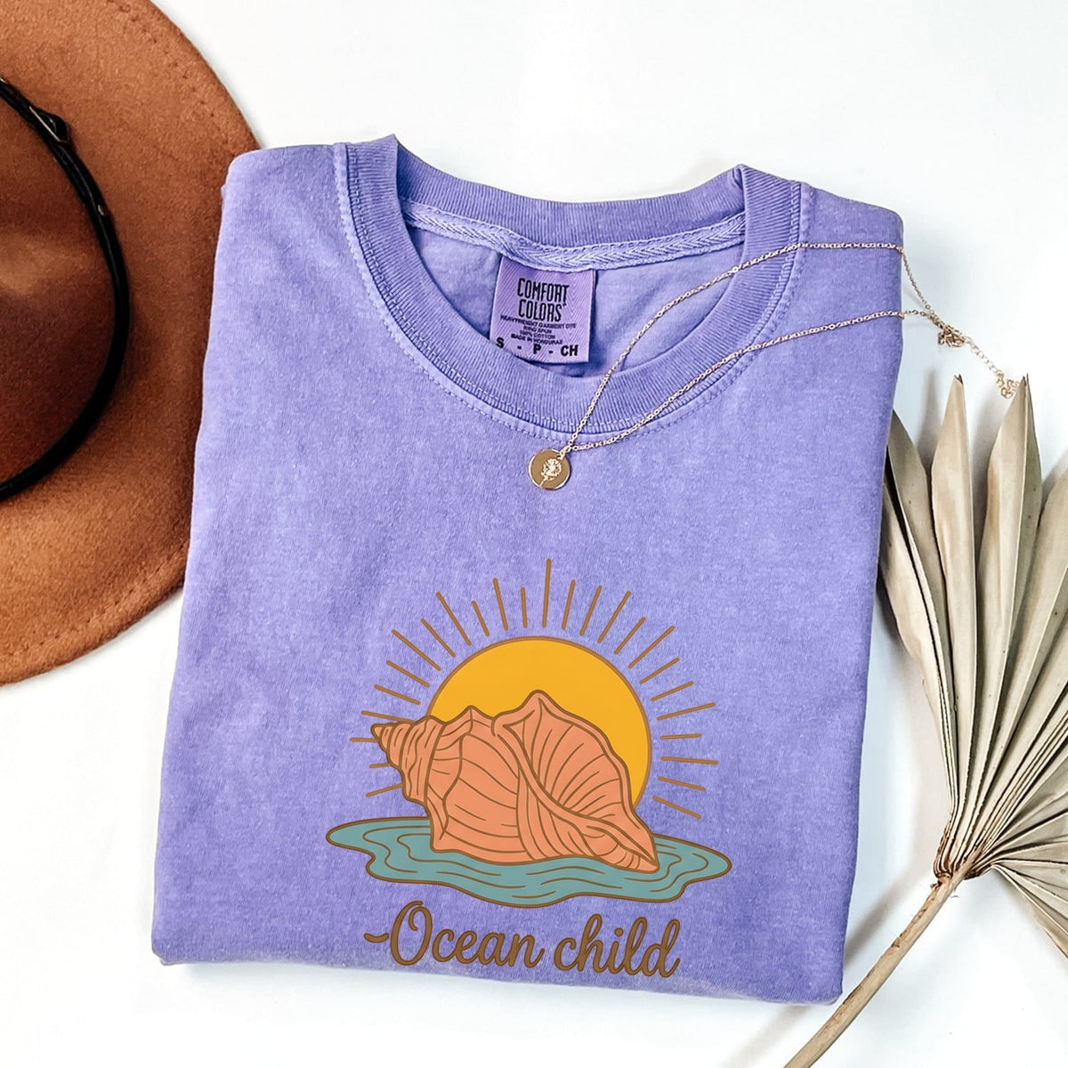 Ocean Child Shirt – Retro Seashell & Sunset Beach Tee
