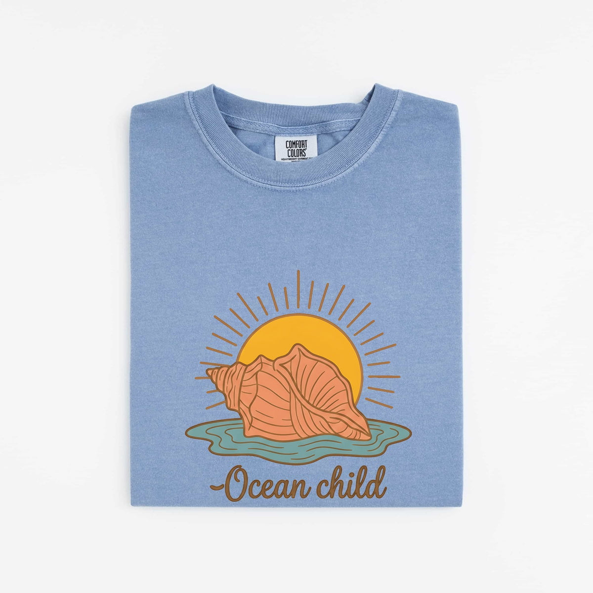 Ocean Child Shirt – Retro Seashell & Sunset Beach Tee