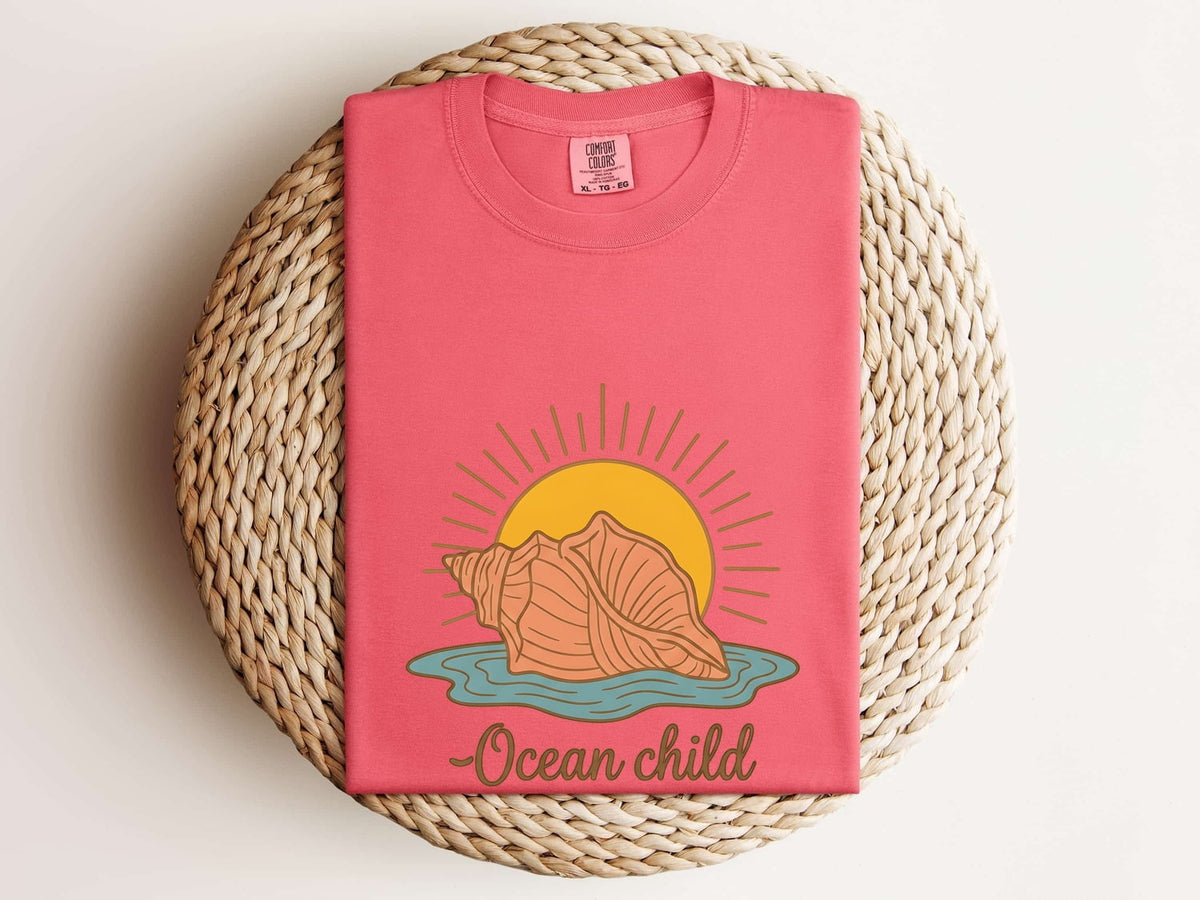 Ocean Child Shirt – Retro Seashell & Sunset Beach Tee