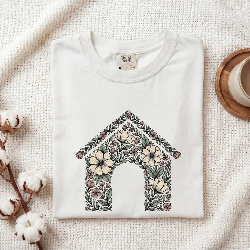 Floral Doghouse Shirt – Botanical Dog Lover Graphic Tee