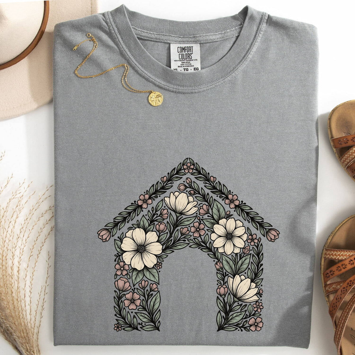 Floral Doghouse Shirt – Botanical Dog Lover Graphic Tee
