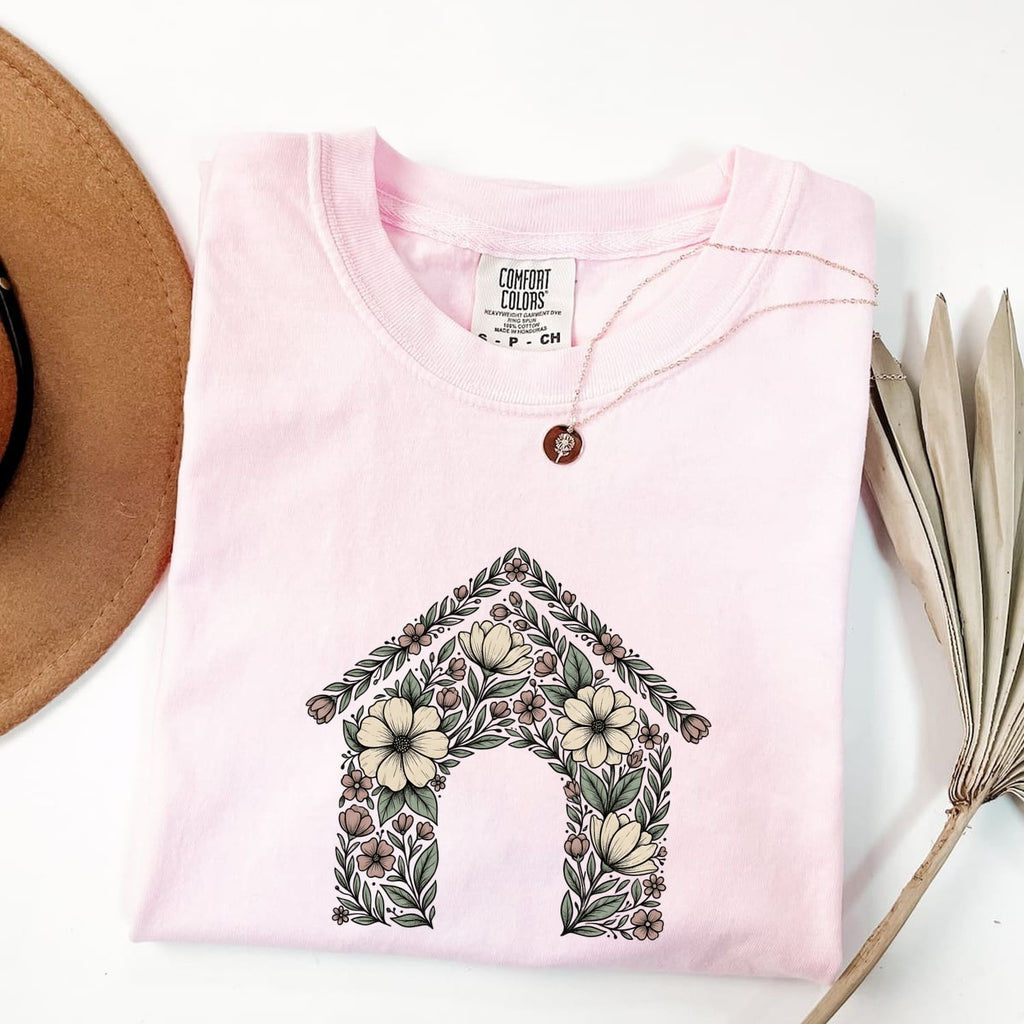 Floral Doghouse Shirt – Botanical Dog Lover Graphic Tee