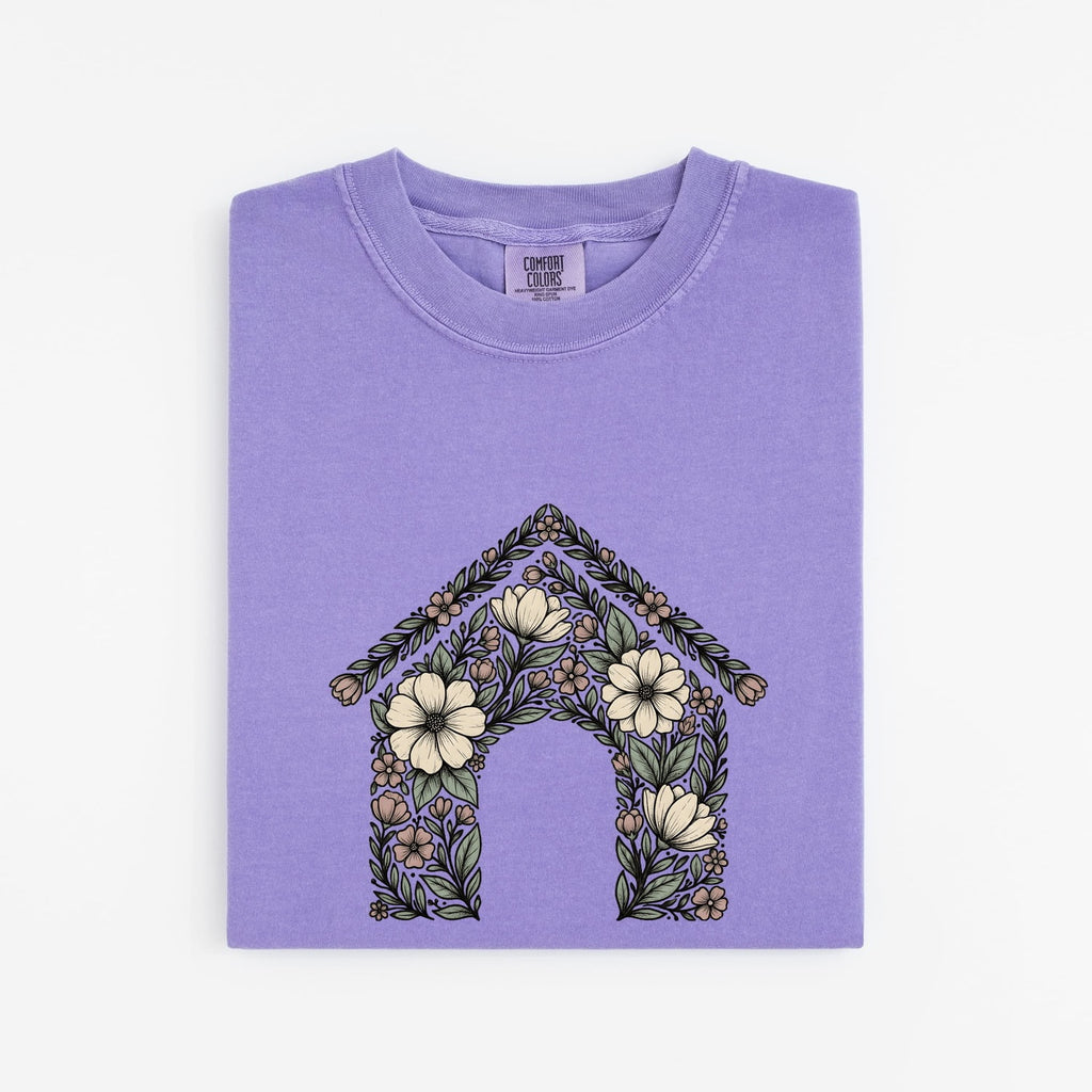Floral Doghouse Shirt – Botanical Dog Lover Graphic Tee