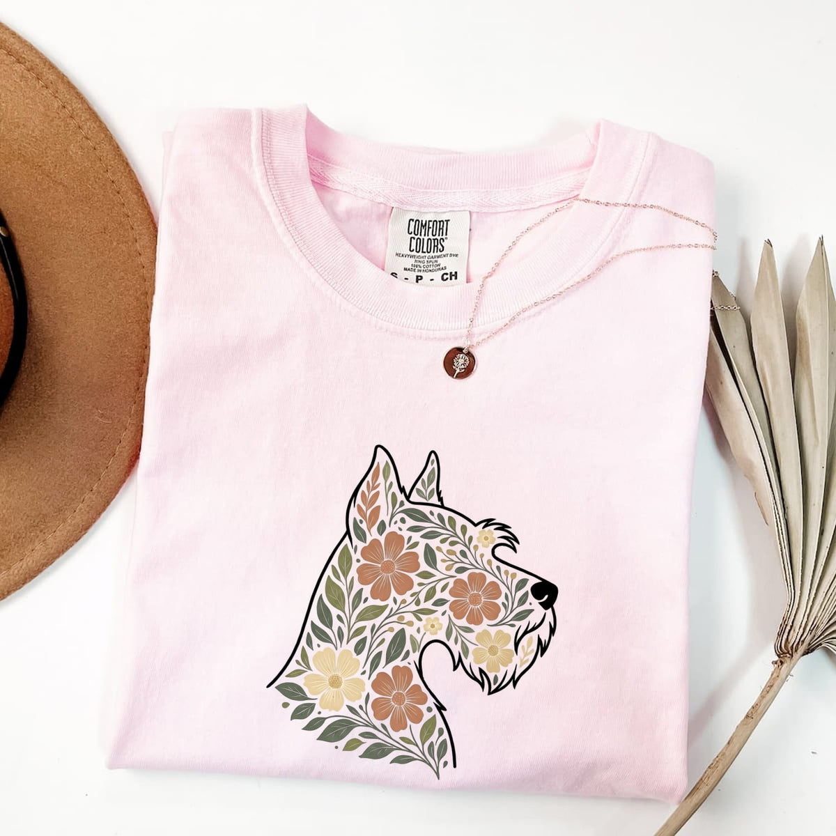 Floral Schnauzer Shirt – Botanical Dog Graphic Tee