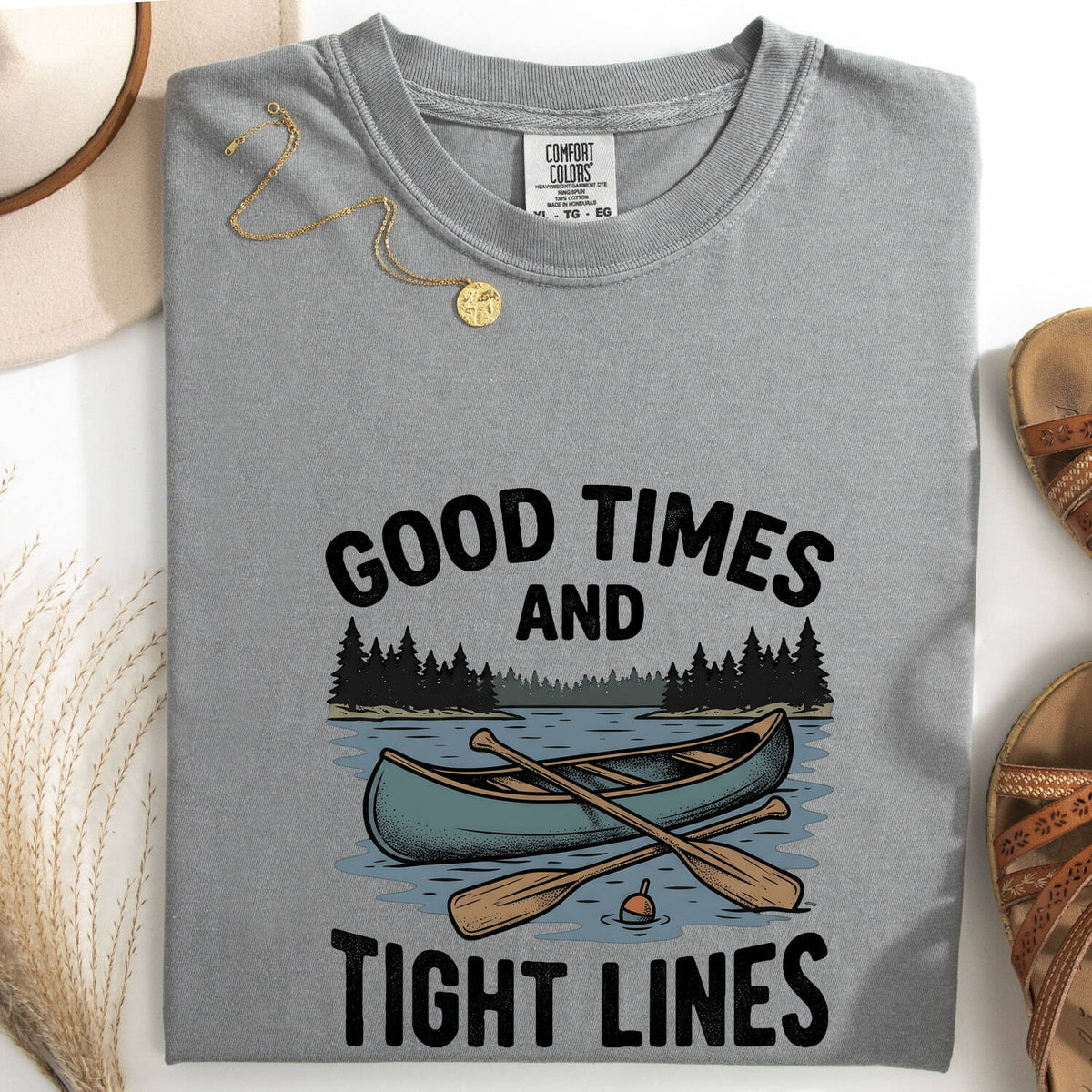 Good Times and Tight Lines Shirt – Retro Canoe Fishing Tee